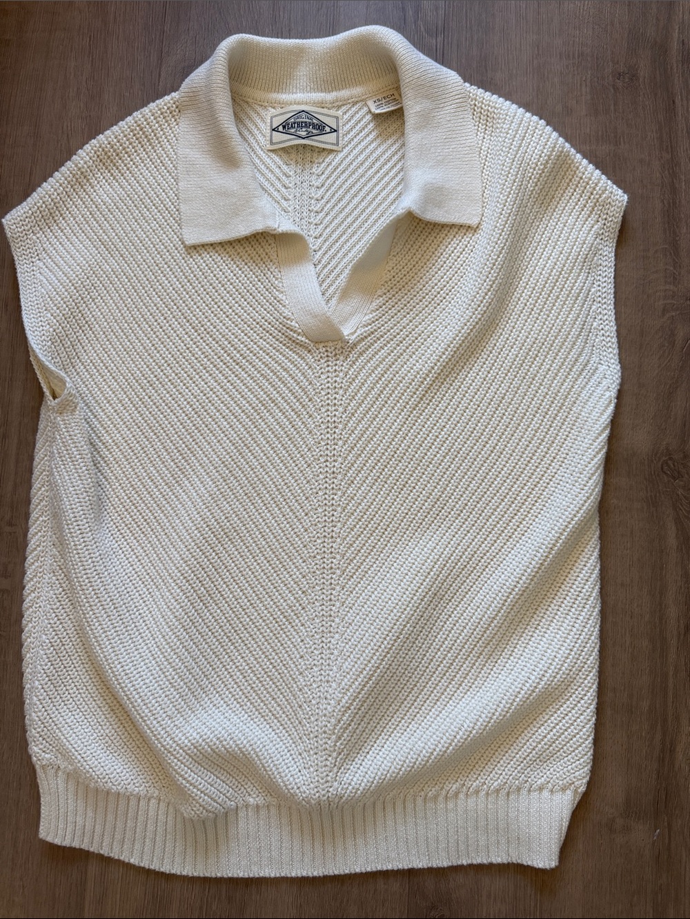Vineyard Vines Cream Collared V-Neck Knit Sweater Vest